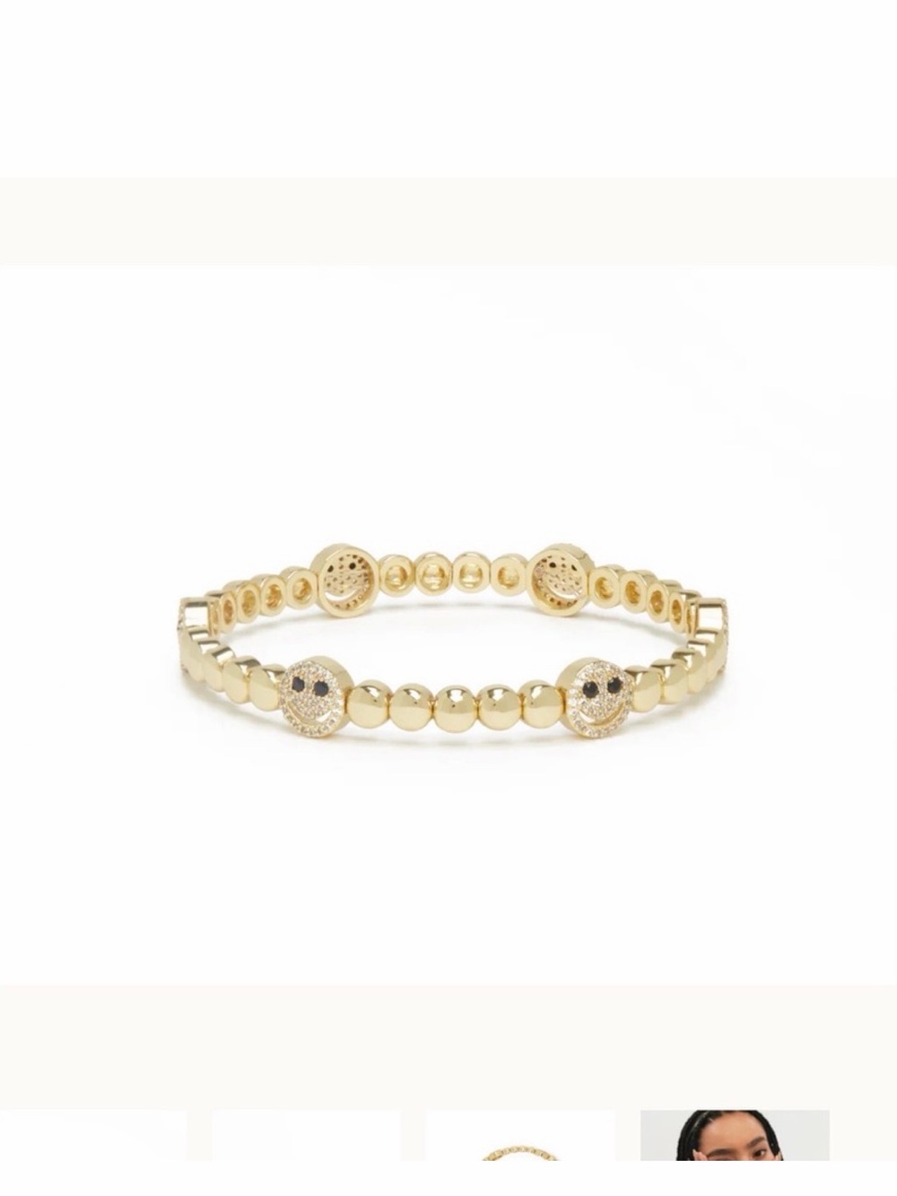 Lisa Gozlan Gold Beaded Smile Charm Bracelet